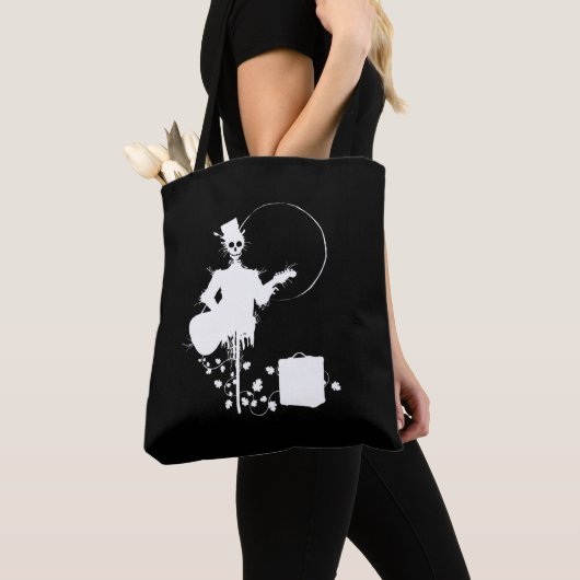 Tote Bag Halloween Scarecrow Jouer le crâne de guitare (De près)