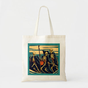 Tote Bag Halloween - Skeletons Woodcut 3