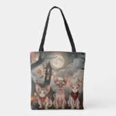 Tote Bag Halloween sphynx chats Éffrayant (Dos)