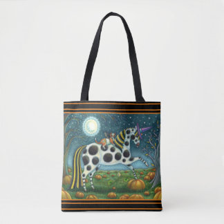 Tote Bag HALLOWEEN SPOTTÉ PONY ET CHAT CHAT Cheval Whimsica
