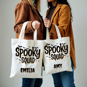 Tote Bag Halloween Squad éffrayant Nom personnalisé Ami