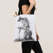 Tote Bag Halloween squelette assis anatomie (De près)