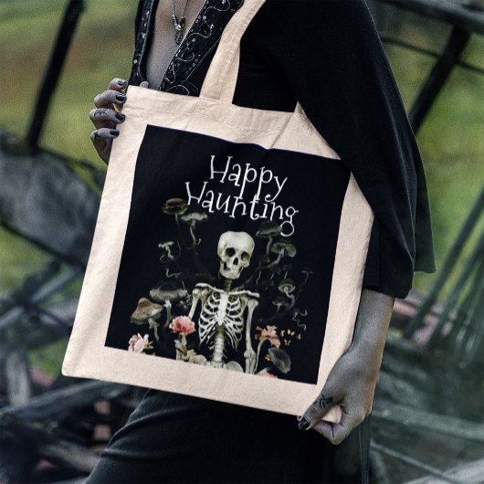 Tote Bag Halloween Squelette Haunted Forest Party Noir