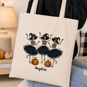 Tote Bag Halloween squelettes dansants personnalisés mignon