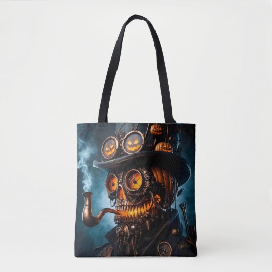 Tote Bag Halloween Steampunk Gothique Jack-O-Lantern (Devant)