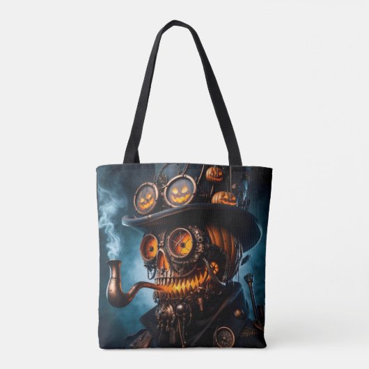Tote Bag Halloween Steampunk Gothique Jack-O-Lantern (Dos)