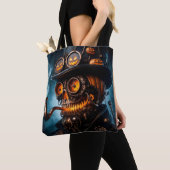 Tote Bag Halloween Steampunk Gothique Jack-O-Lantern (De près)