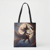 Tote Bag Halloween Steampunk Witch Vol au clair de lune (Devant)