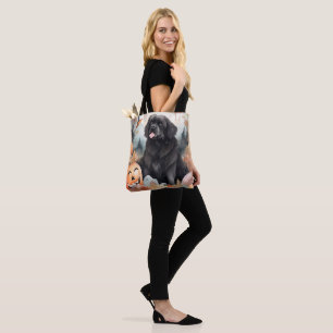 Tote Bag Halloween Terre-Neuve avec la peur Citrouille