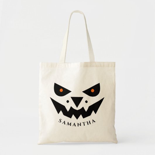 Tote Bag Halloween thème Jack-o'-lantern visage Citrouille (Devant)