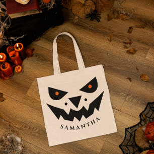 Tote Bag Halloween thème Jack-o'-lantern visage Citrouille