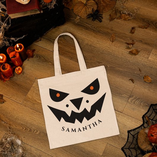 Tote Bag Halloween thème Jack-o'-lantern visage Citrouille