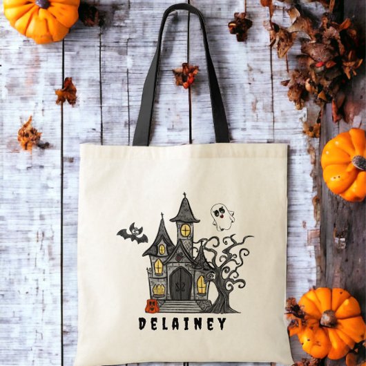 Tote Bag Halloween Treat Haunted House