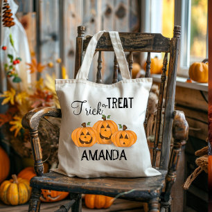 Tote Bag Halloween Trick Ou Traiter Citrouille Whimsical