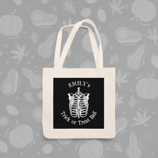 Tote Bag Halloween Trick Ou Traiter Effrayant Squelette Éff
