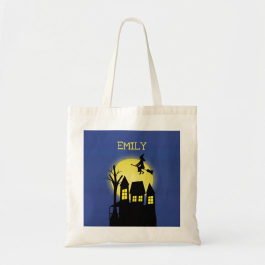 Tote Bag Halloween Trick Ou Traiter Haunted House Witch Moo (Devant)