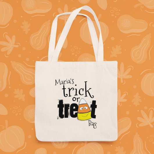 Tote Bag Halloween Trick Ou Traiter Joli Candy Corn Script