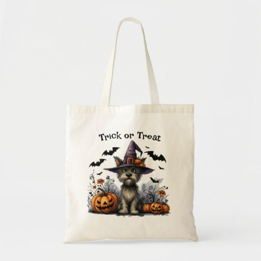 Tote Bag Halloween Trick ou traiter le chien dans un Casque (Devant)