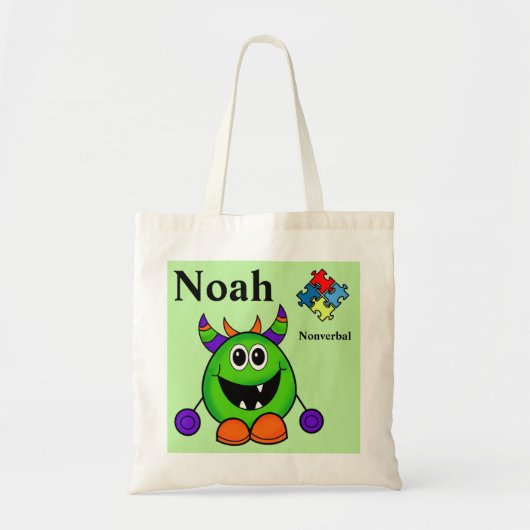Tote Bag Halloween Trick ou Treat Bag NOM Autisme Puzzle (Devant)