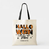 Tote Bag Halloween Vibes Typographie moderne Nom personnali (Dos)