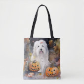 Tote Bag Halloween vieux chien anglais avec la peur Citroui (Devant)