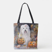 Tote Bag Halloween vieux chien anglais avec la peur Citroui (Dos)