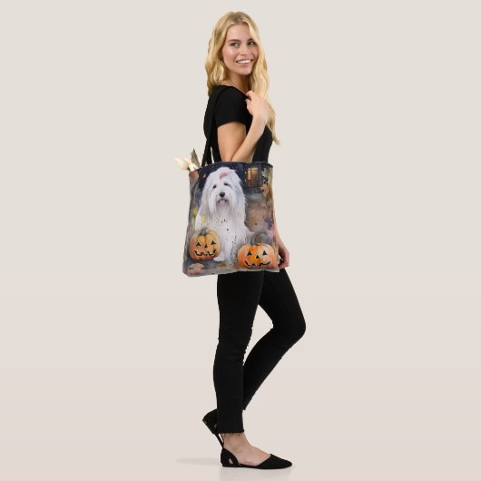 Tote Bag Halloween vieux chien anglais avec la peur Citroui (Sur le modèle)