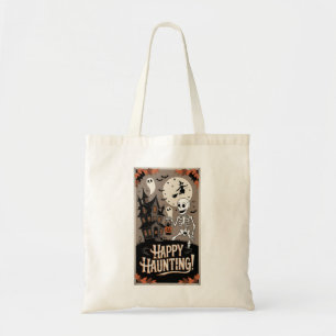 Tote Bag Halloween Vintage squelette et citrouille
