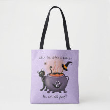 Halloween violet cauldron de chat et sorcière noir