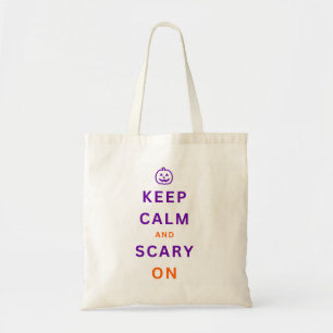 Tote Bag Halloween violet Restez calme et effrayant Sur le