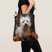 Tote Bag Halloween West Highland White Terrier Citrouilles (De près)