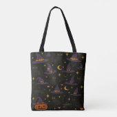 Tote Bag Halloween Witch Hats and Jack o Lanterns  (Dos)