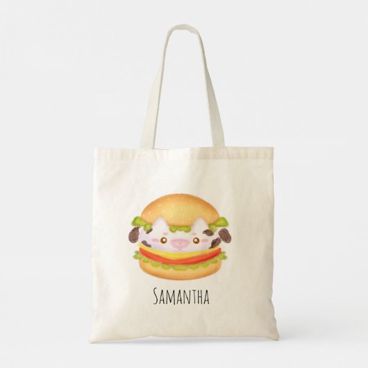 Tote Bag Hamburger de vache adorable (Dos)