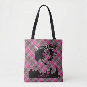 Tote Bag HAMbyWhiteGlove Thème de coiffeur avec plaid rose