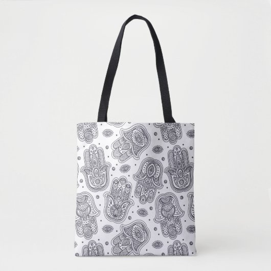 Tote Bag Hamsa tiré par la main inspiré 2 (Devant)