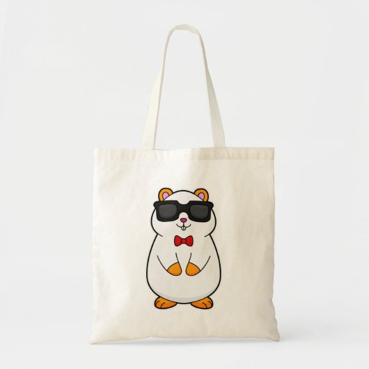 Tote Bag Hamster avec lunettes de soleil et cravate à mâcho (Devant)