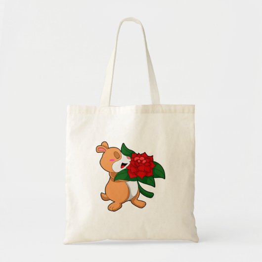 Tote Bag Hamster avec Rose à fleurs (Devant)