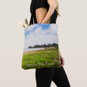 Tote Bag Hanalei Bay, Kauai Hawaii Beach Flower