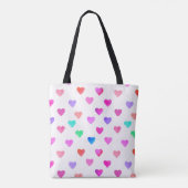 Tote Bag hand painted watercolor hearts pattern Valentine's (Dos)