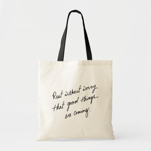 Tote Bag Hand-Scripted Good Things Are Coming Inspirational (Devant)