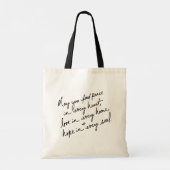 Tote Bag Hand-Scripted Peace Love & Hope (Dos)