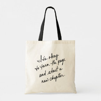 Tote Bag Hand-Scripted Start a New Chapter Inspirational