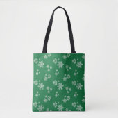 Tote Bag Handmade Snowflake Flurries - Bright Green & White (Devant)
