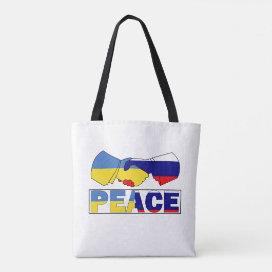 Tote Bag Handshake of Peace, Ukraine Russie Drapeau (Dos)
