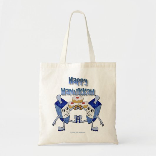 Tote Bag Hanoukka Dancing Dreidels et Jelly Doughnut (Devant)