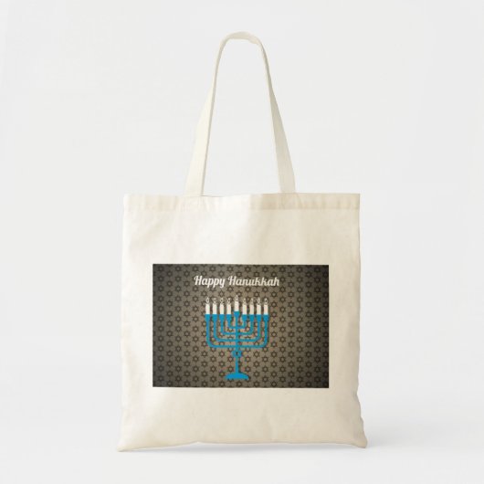 Tote Bag hanoukka noir heureux (Devant)