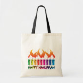 Tote Bag Hanoukka Rainbow Menorah (Devant)