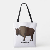 Tote Bag Happy American bison buffalo illustration (Dos)