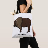 Tote Bag Happy American bison buffalo illustration (De près)