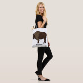Tote Bag Happy American bison buffalo illustration (Sur le modèle)